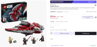 Lego Star Wars 75362 Lanzadera Jedi T-6 de Ahsoka Tano por 53,99€ (cuenta nueva por 41,99€)