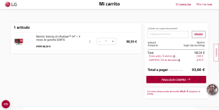 LG UltraGear 24" por 93,66€
