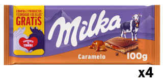 4 Tabletas de Milka Tableta de Chocolate con Leche de los Alpes con Relleno de Crema de Caramelo 100g por 4.06€
