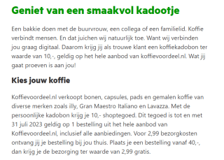 KoffieVoordeel.nl €10,- cadeaubon voor KPN leden