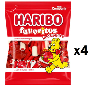 4 Bolsas de Haribo Favoritos Red&White por 3.74€