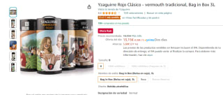 Yzaguirre Rojo Clásico vermut tradicional, Bag in Box 3L por 13,15€
