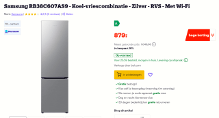 Koelkast Samsung RB38C607AS9 - Koel-vriescombinatie - voor €729 na cashback bij Bol.com