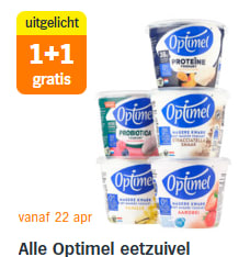 1+1 gratis op alle Optimel eetzuivel bij de AH