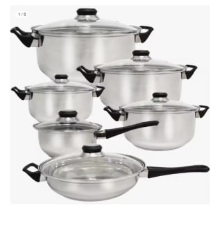 Batería de cocina Quttin Genova - 12 piezas de acero para inducción, duradera y resistente por 25.46€ (Cuenta Nueva 15.46€)