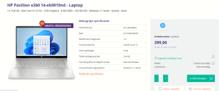 HP Pavilion x360 14-ek0010nd - Laptop voor €399 bij Azerty