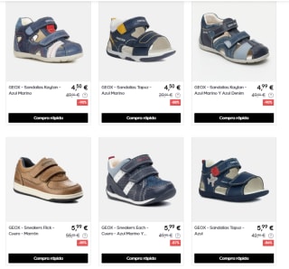 Oferta calzado Geox desde 4,50€ hasta 90% descuento y ropa infantil desde solo 1,99€
