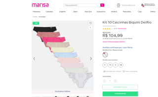 Kit com 10 Calcinhas, modelo Biquíni da DelRio - R$ 104,99