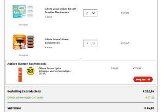 2+3 gratis op Gilette (Venus) navulmesjes bij kruidvat
