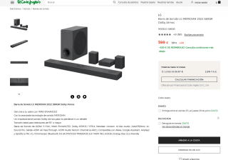 Barra de Sonido LG MERIDIAN 2022 S80QR Dolby Atmos por 599€