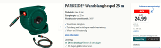 PARKSIDE® Wandslanghaspel 25 m max. 6 bar voor €24,99 in de Lidl webshop
