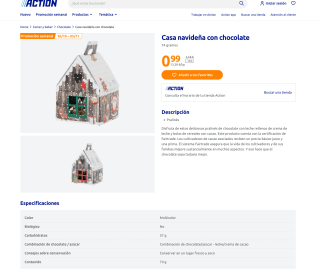 Casa navideña con chocolate 74 gramos por solo 0,99€ en Action