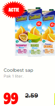Alle varianten Coolbest voor €0,99 per liter bij Dirk