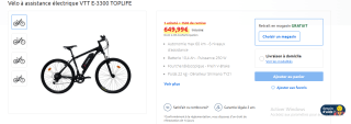 Vélo à assistance électrique VTT E-3300 TOPLIFE à 649,99€