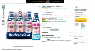 6 botellas de batido de fresa PULEVA por solo 7,44€
