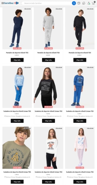 -50% de Descuento en la Segunda Unidad Ropa Deportiva Infantil.
