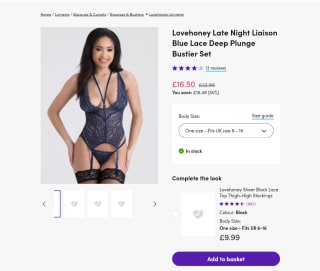 Lovehoney Late Night Plunge Bustier Set for £16.50 at Lovehoney