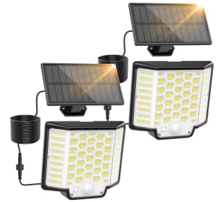 2 Focos Exteriores Solares con Sensor de movimiento 186 Led IP65 Impermeable por solo 17,49€