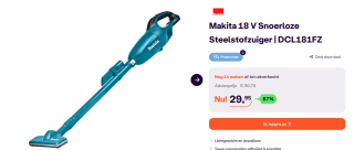 Makita DCL181FZ 18 V - basis steelstofzuiger voor €29,95 bij Ibood
