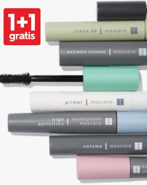 1+1 gratis op alle mascara bij HEMA