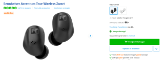 Sennheiser Accentum True Wireless - Draadloze oordopjes voor €99 bij Coolblue