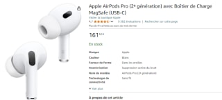 AirPods Pro 2 avec boîtier de charge MagSafe USB-C à 161,52€