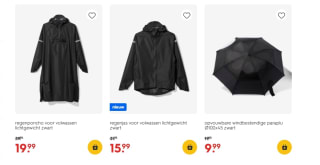 50% korting op zwarte regenkleding en stormparaplu's bij de Hema