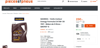 Huile moteur Mannol Energy Formula C4 5W-30 - 5 Litres - Renault RN0720 à 23,44€