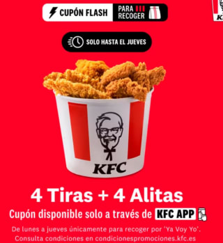 KFC 4 Tiras + 4 Alitas Picantes por 5€