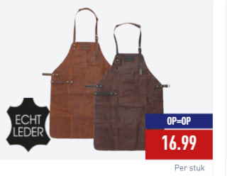Lederen BBQ schort van Robuust buffelleder voor €16,99 bij de Aldi