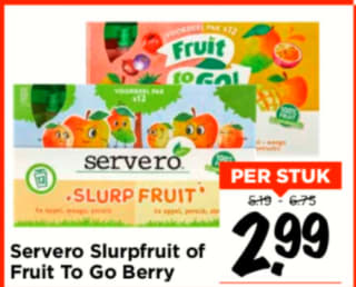 Servero Slurpfruit of Fruit To Go Berry voor €2,99 bij Vomar