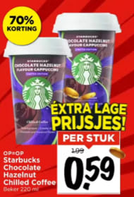 Starbucks Chocolate Hazelnut chilled coffee 220 ml voor €0,59 bij Vomar
