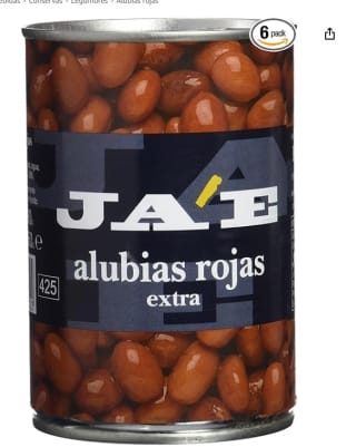 Alubia Roja Legumbre Cocida - Paquete de 6 x 250 gr