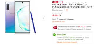 Samsung Galaxy Note 10 SM-N970U 256GB por $4,613 en Linio