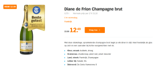 Diane de Frion Champagne brut 0,75 l voor €12,49 bij de AH