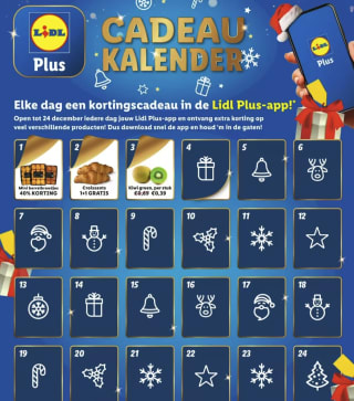 Lidl Plus Cadeau kalender 2024; elke dag een mooie deal