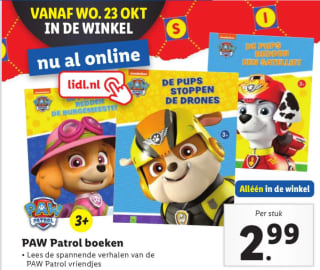 Diverse PAW Patrol boeken voor €2,99 bij de Lidl