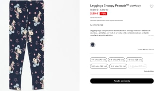 Leggings Snoopy Peanuts™ cowboy para Peques por 2.99€