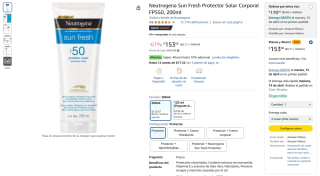 Neutrogena Sun Fresh Protector Solar Corporal FPS5 por $154 | Descuento Amazon