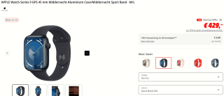Apple Watch Series 9 45mm Aluminium Sportband M/L voor €429 bij de MediaMarkt