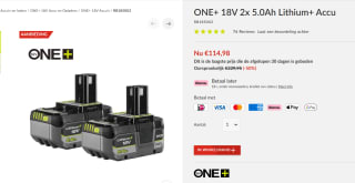 1+1 gratis op ONE+ 18V Accu's RB1850X2 bij Ryobi