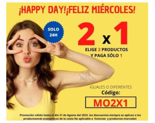 2x1 gratis el de menor importe