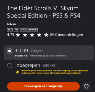 The Elder Scrolls V: Skyrim Special Edition voor €9,99 in de Playstation Store