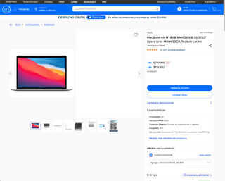 MacBook Air M1 8GB RAM 256GB SSD 13.3" por solo