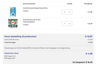 Gratis Dreft Platinum All-in-One Vaatwascapsules 15 stuks bij aankoop van 1 of 2 actieproducten bij Trekpleister