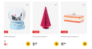 1+1 gratis op diverse Kerstversiering bij de Hema