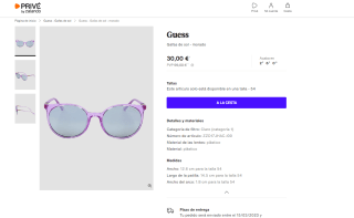 Gafas de sol color morado marca Guess por 30€