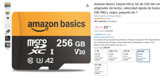 Amazon Basics Tarjeta Micro SD de 256GB con adaptador por 20,91€