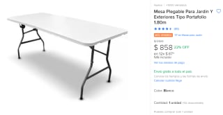 Mesa Plegable Jardín y Exteriores por $858 en Mercado Libre