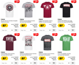 Camisetas de Marvel muchos modelos por solo 6,99€